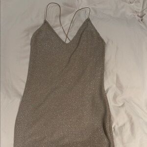 Sparkling Tan Spaghetti Strap Dress